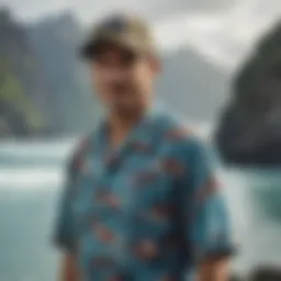 Vibrant Patagonia Hawaiian shirt with ocean backdrop