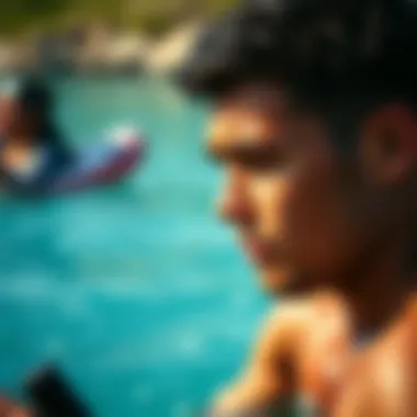 Athlete looking fatigued while participating in a watersport activity