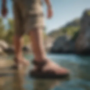 Comfortable fit of Reef Mulligan Sandals worn during watersport activities.