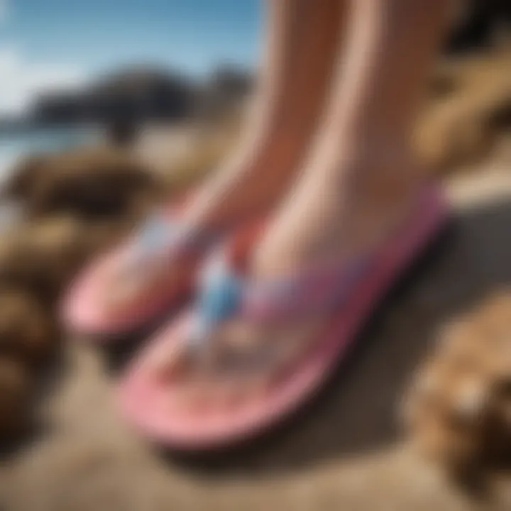 Close-up of the cushioning in Reef Stargazer flip flops