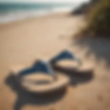 Comfortable Reef Stargazer cushion flip flops on a sandy beach