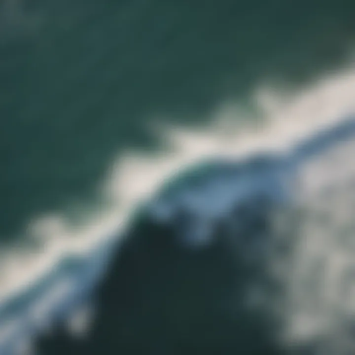 Aerial view of surfers in action.