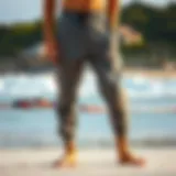 Rip Curl sweat pants showcased on a scenic beach background