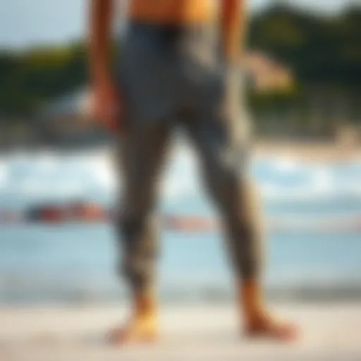 Rip Curl sweat pants showcased on a scenic beach background