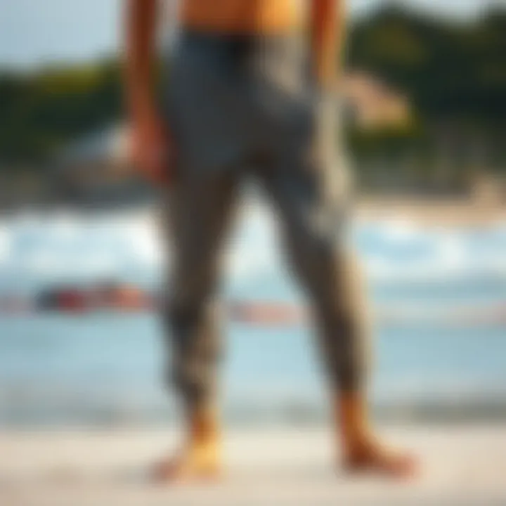 Rip Curl sweat pants showcased on a scenic beach background