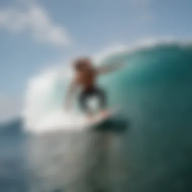 Surfboard with Rob Machado fins in action on a wave