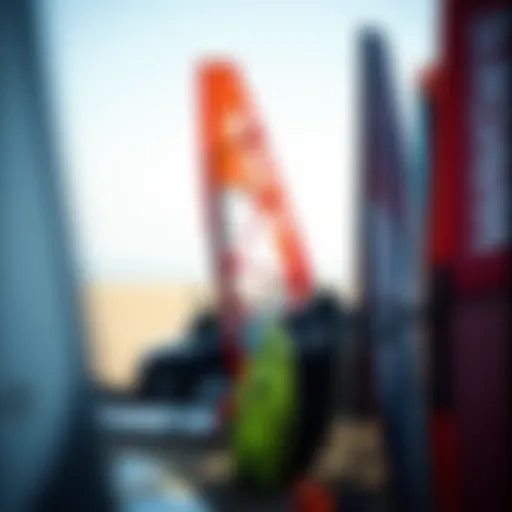Sailworks windsurfing gear displayed at a beach