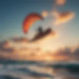 A breathtaking view of a sky surfer gliding through vibrant skies.