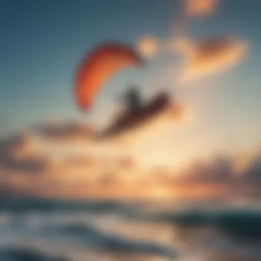 A breathtaking view of a sky surfer gliding through vibrant skies.