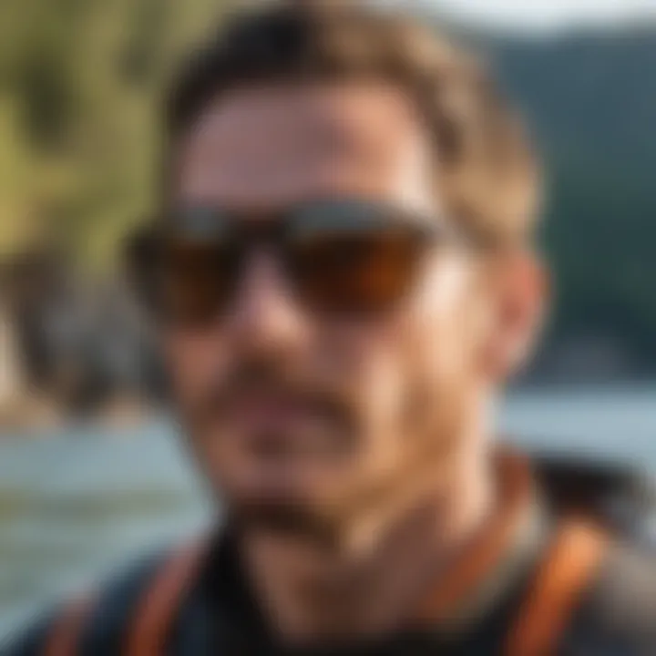 Smith Eastbank sunglasses worn during a thrilling watersport activity, illustrating their functionality.