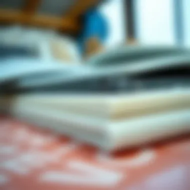Close-up view of materials used in soft foam board construction.
