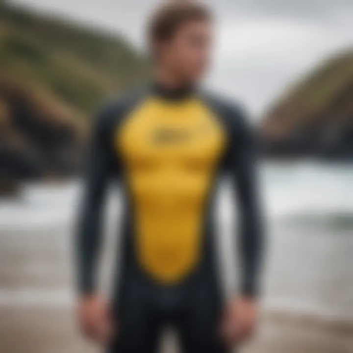 Close-up of a high-performance wetsuit showcasing its texture and design