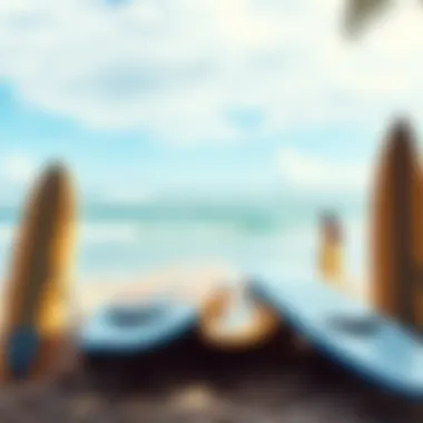 Stunning beach view with surfboards on sand