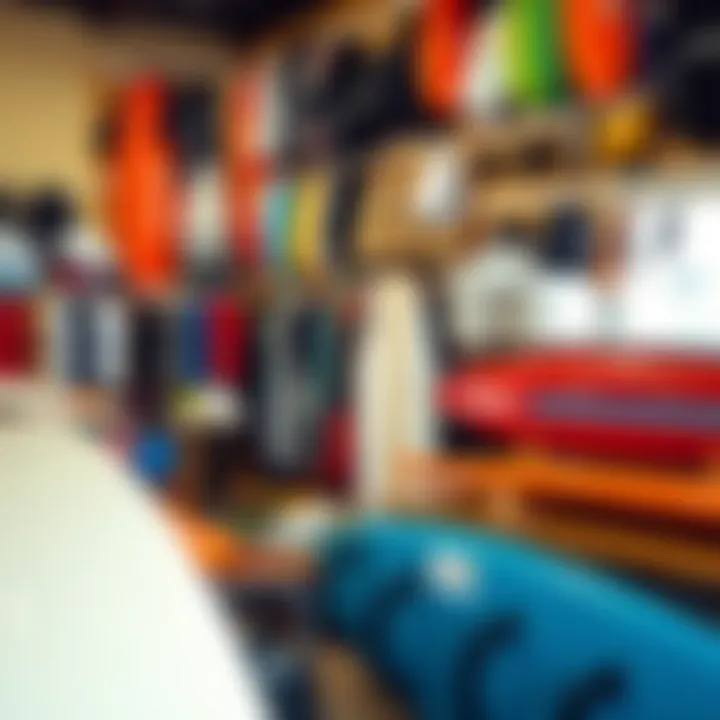Local surf shop showcasing essential gear