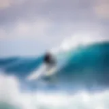 Surfer riding a wave in the Caribbean Sea