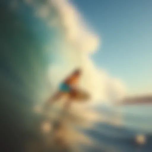 Surfer catching a wave at Melbourne beach
