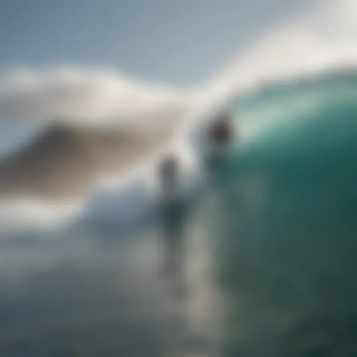 Surfers enjoying perfect waves driven by wind