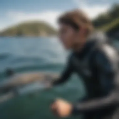 Research on Chumming and Marine Ecosystems A researcher studying the effects of chumming on marine life