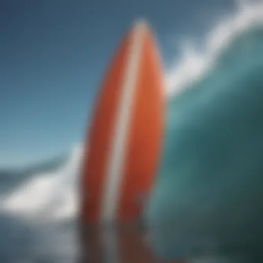 Artistic illustration of surfboard design principles and hydrodynamics