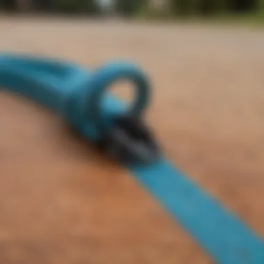 Close-up of a durable longboard leash made from high-quality materials.