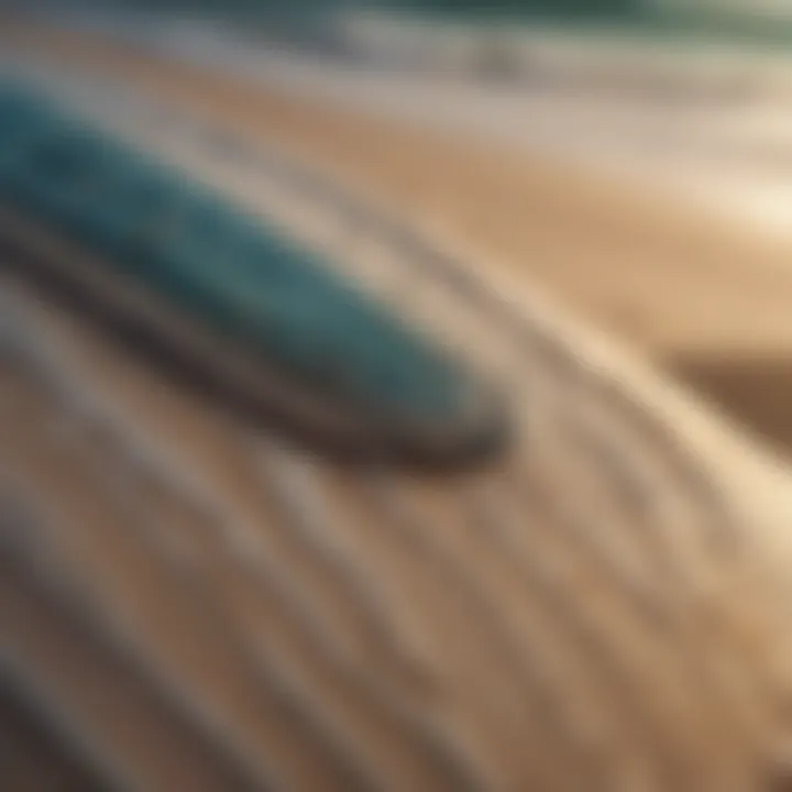 A close-up view of a high-quality surfboard showcasing its intricate design and finish