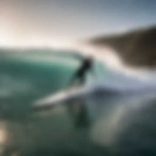 A surfer catching a wave during a live competition