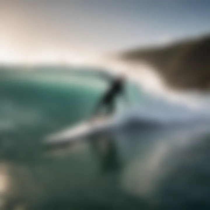 A surfer catching a wave during a live competition