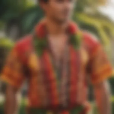 Colorful Hawaiian luau attire showcasing rich patterns