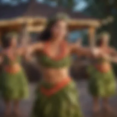 Live hula performance at a festive luau gathering