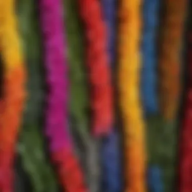 Diversity of Hawaiian Lei Plants A vibrant display of various Hawaiian lei plants showcasing their unique colors and textures.