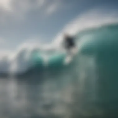 Surfer demonstrating fin influence on wave riding