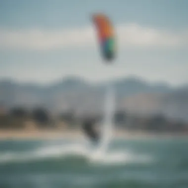 Stunning view of kiteboarders gliding across the Bay Area waters