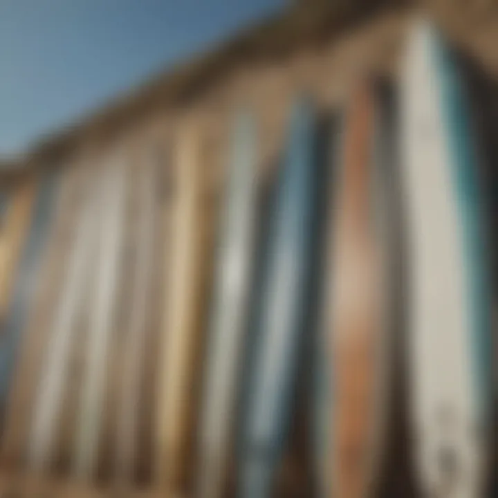 A close-up of Jamie O'Brien's surfboard collection