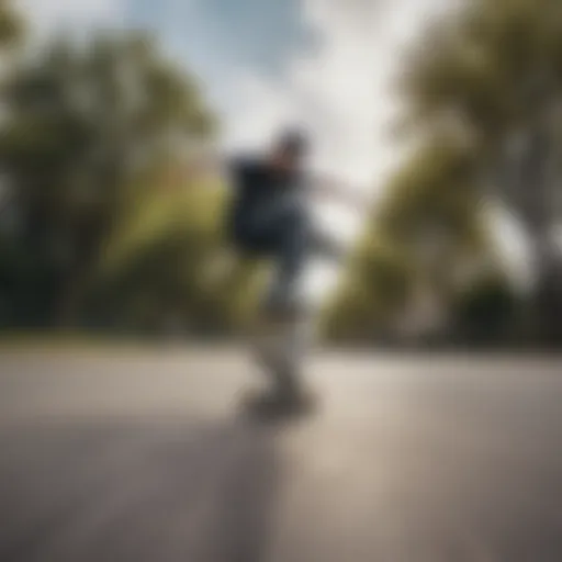 A skateboarder performing a trick with an action camera mounted on the board