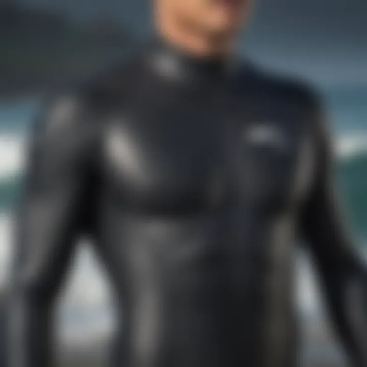 Close-up of high-quality material used in a surfing suit