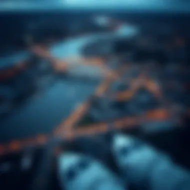 An aerial view of Bristol highlighting its geographic features