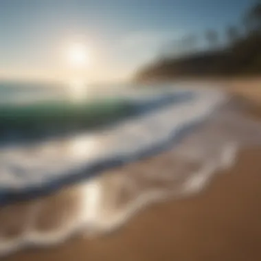 Serene Beach Scene A serene beach scene with gentle waves and a clear blue sky