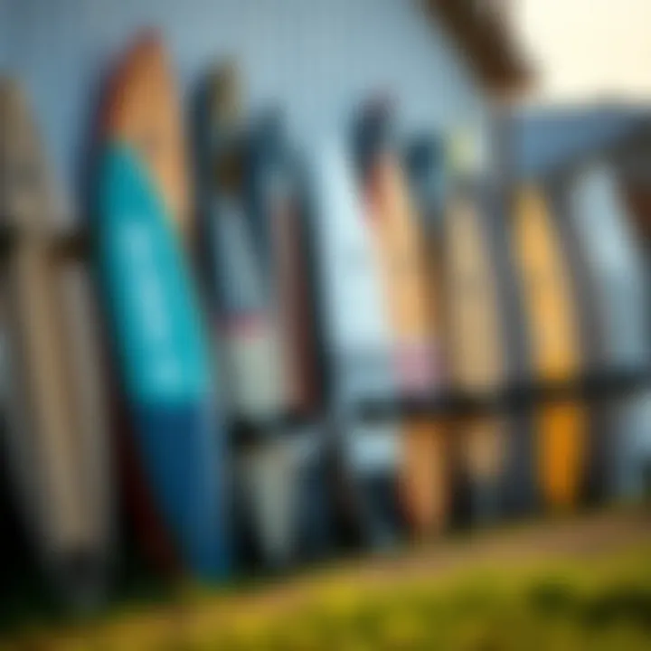 A well-arranged longboard collection displaying various styles and sizes.
