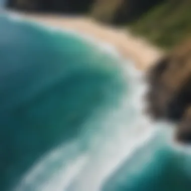 Aerial View of Hawaiian Coastline Aerial view of stunning Hawaiian coastline with clear blue waves