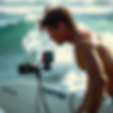 Surfer's Guide to Wind Conditions Surfer checking wind conditions before riding waves