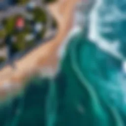 Aerial view of Cowells Beach showcasing wave patterns