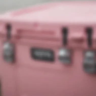 Innovative Design of the Harbor Pink Yeti Cooler Close-up of the innovative design features of the cooler