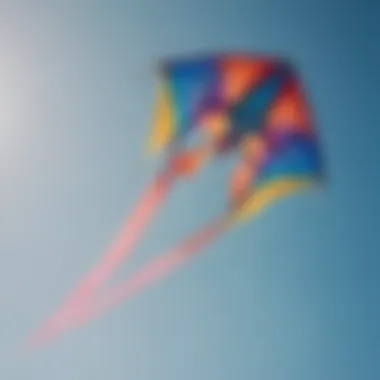 A colorful trainer kite soaring in the sky