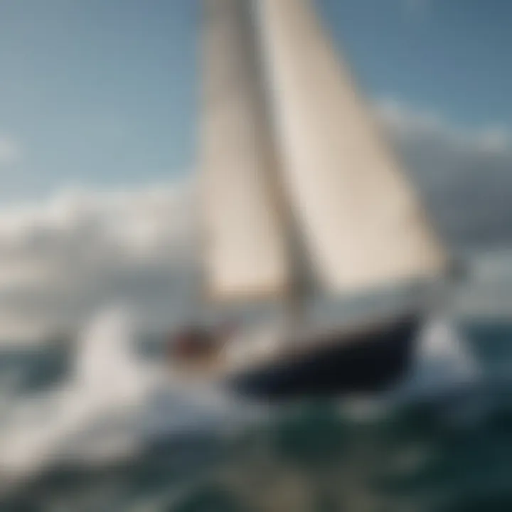 Sailboat navigating through windy waters