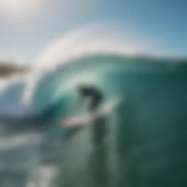 Surfer riding a powerful wave