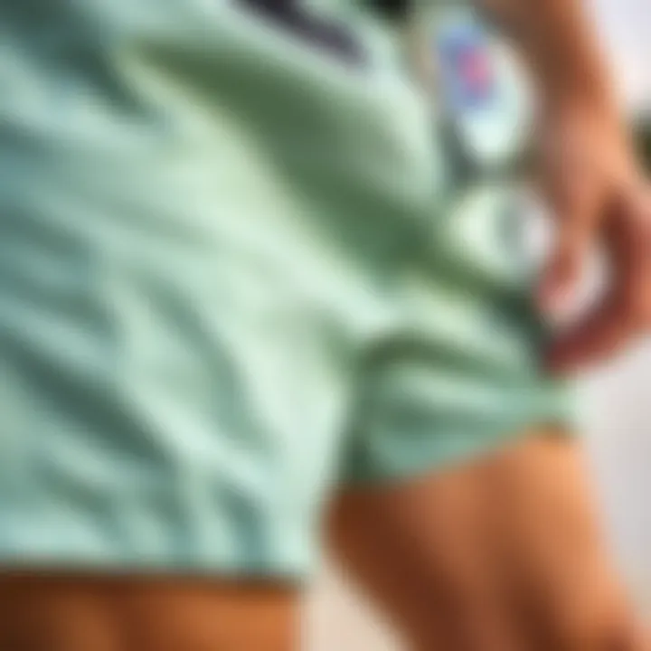 Close-up of fabric texture of Volcom shorts
