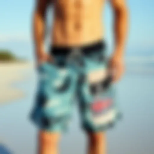 Stylish Volcom boardshorts on a beach