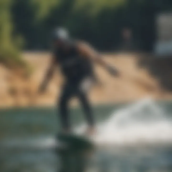 Safety measures in wakeboarding parks with signage and gear